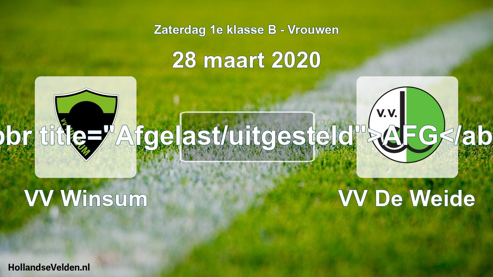 Scheduled Match: VV Winsum - VV De Weide (28 March 2020)
