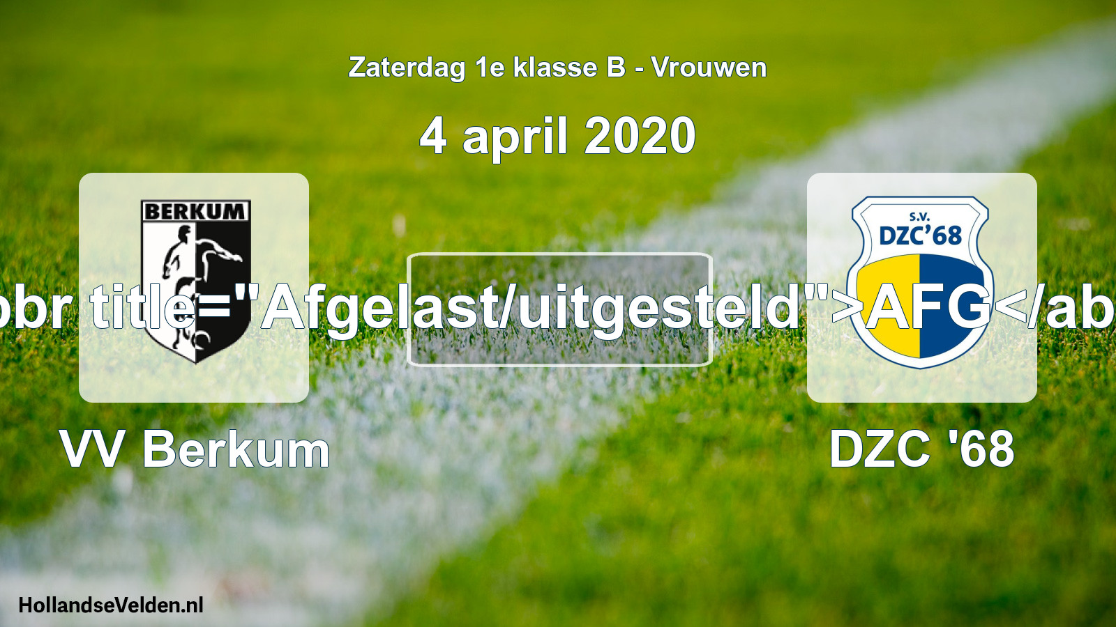 Scheduled Match: VV Berkum - DZC '68 (4 April 2020)
