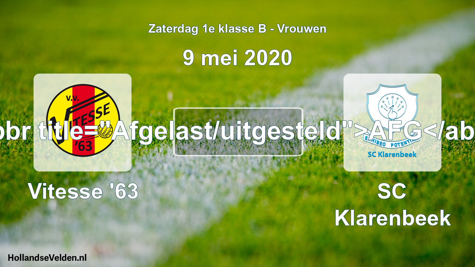Scheduled Match: Vitesse '63 - SC Klarenbeek (9 May 2020)
