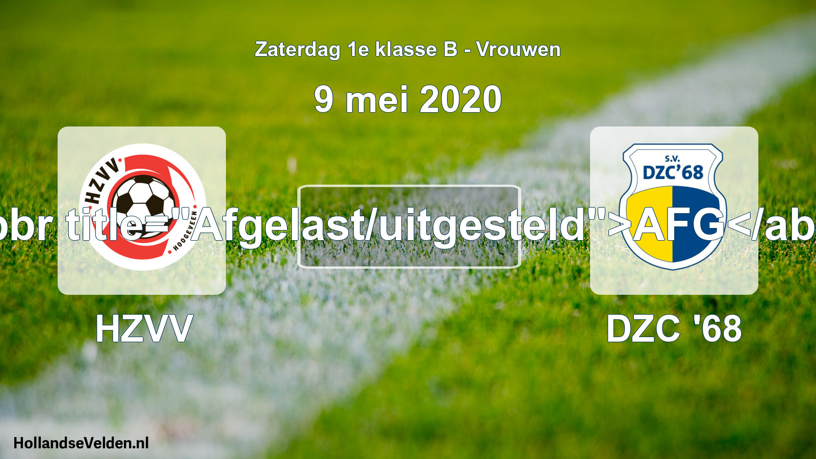 Scheduled Match: HZVV - DZC '68 (9 May 2020)