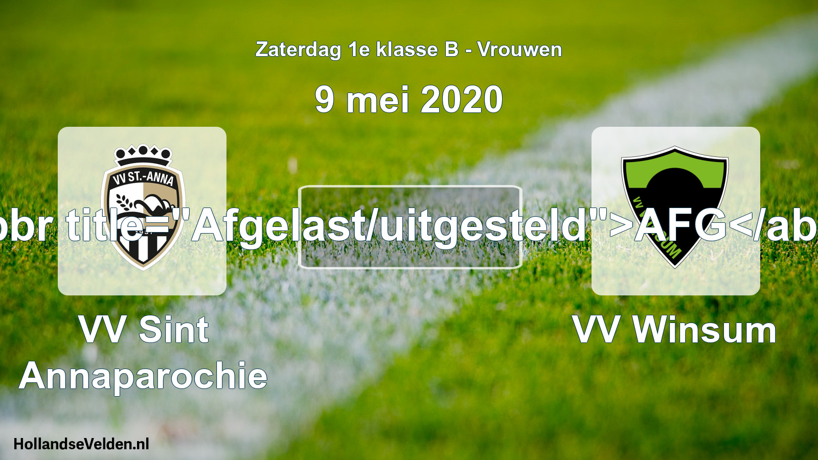 Scheduled Match: VV Sint Annaparochie - VV Winsum (9 May 2020)