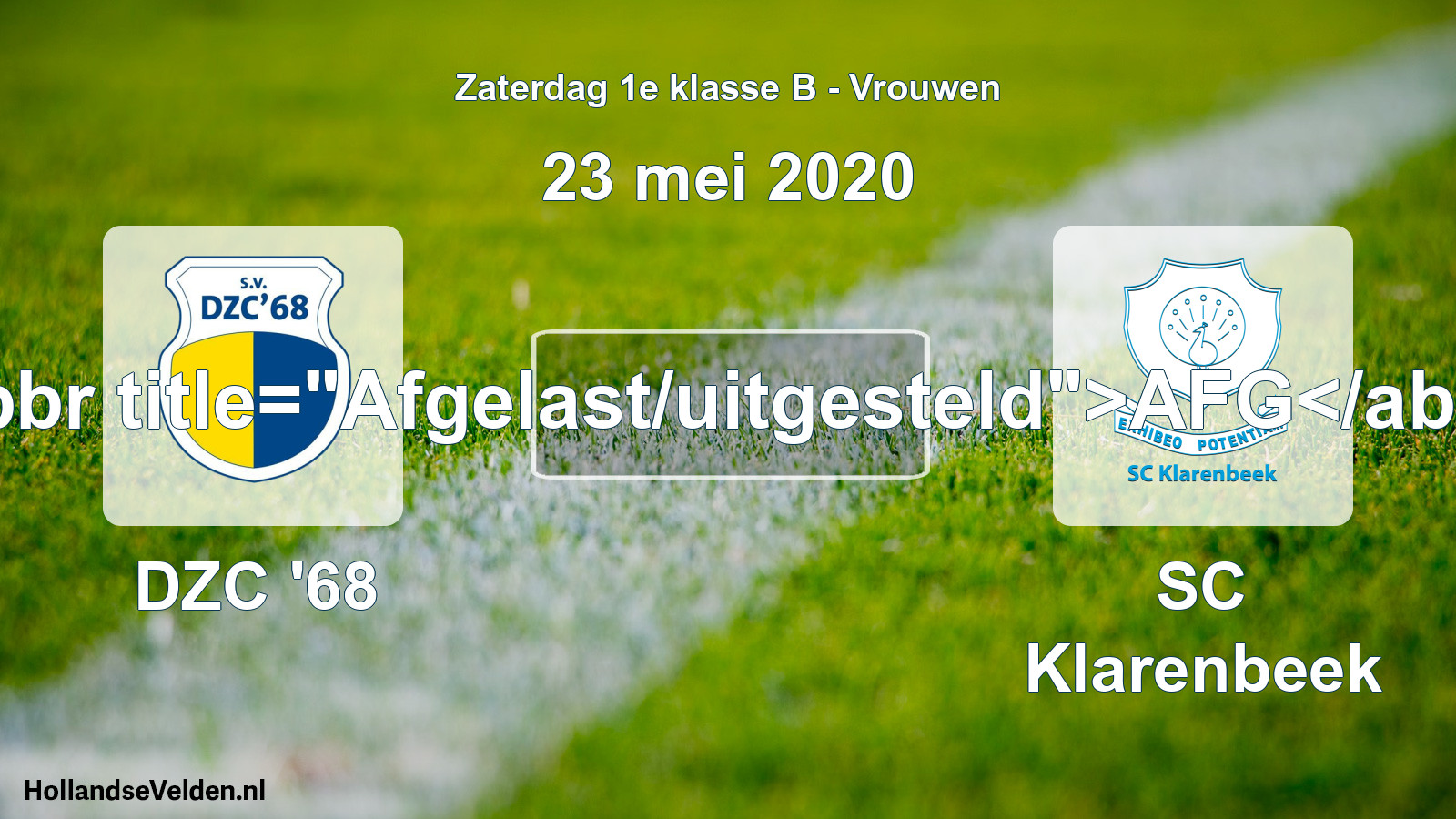Scheduled Match: DZC '68 - SC Klarenbeek (23 May 2020)