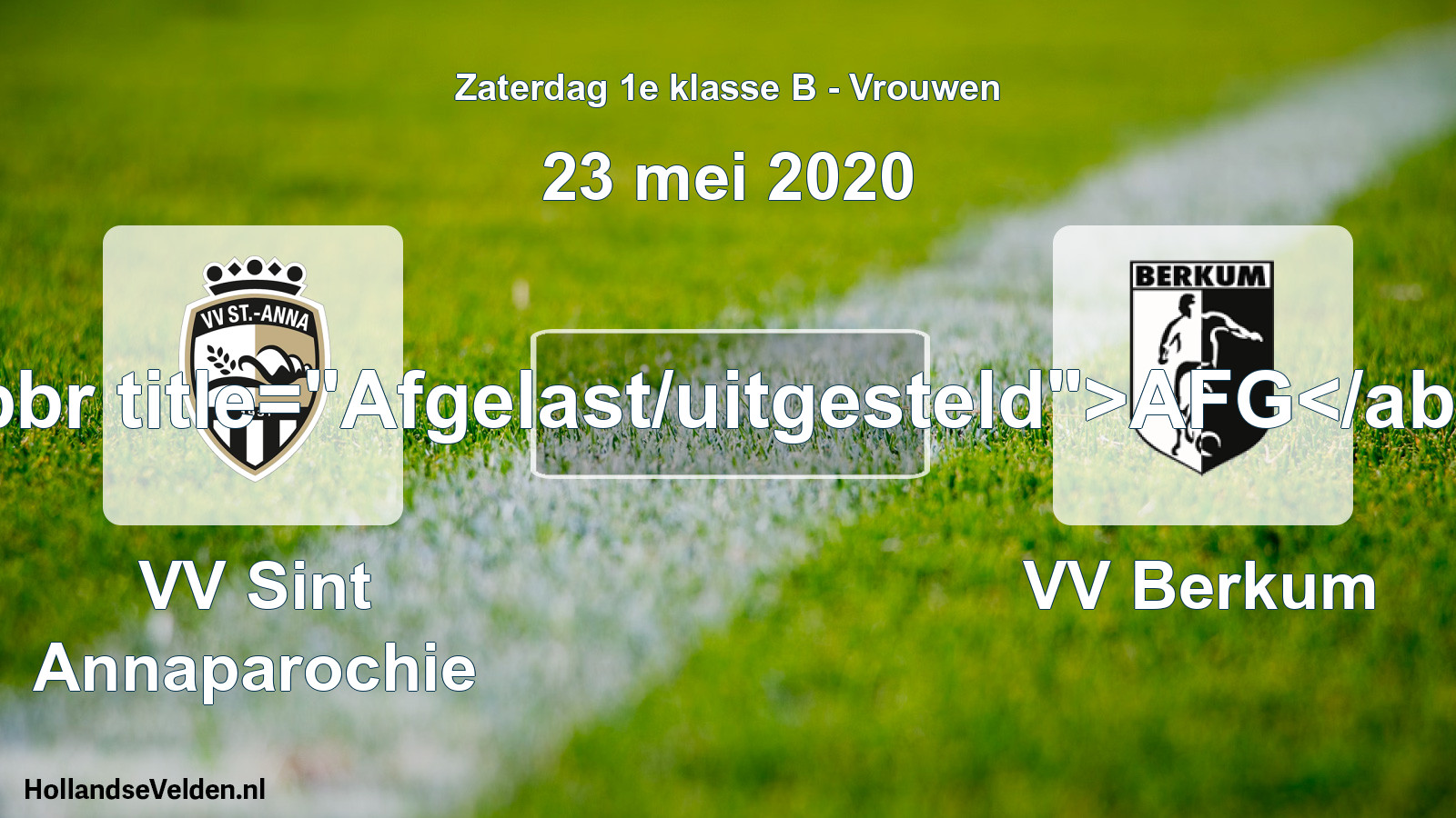 Scheduled Match: VV Sint Annaparochie - VV Berkum (23 May 2020)