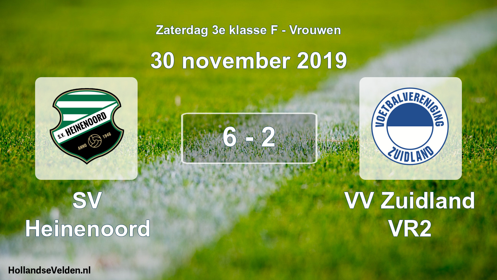 Gespeelde wedstrijd: SV Heinenoord - VV Zuidland VR2 6 - 2 (30 november 2019)