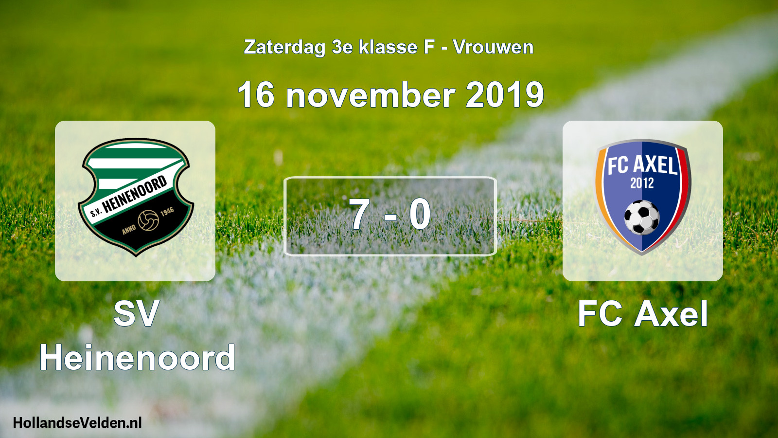 Total number of matches played: SV Heinenoord - FC Axel 7 - 0 (16 November 2019)