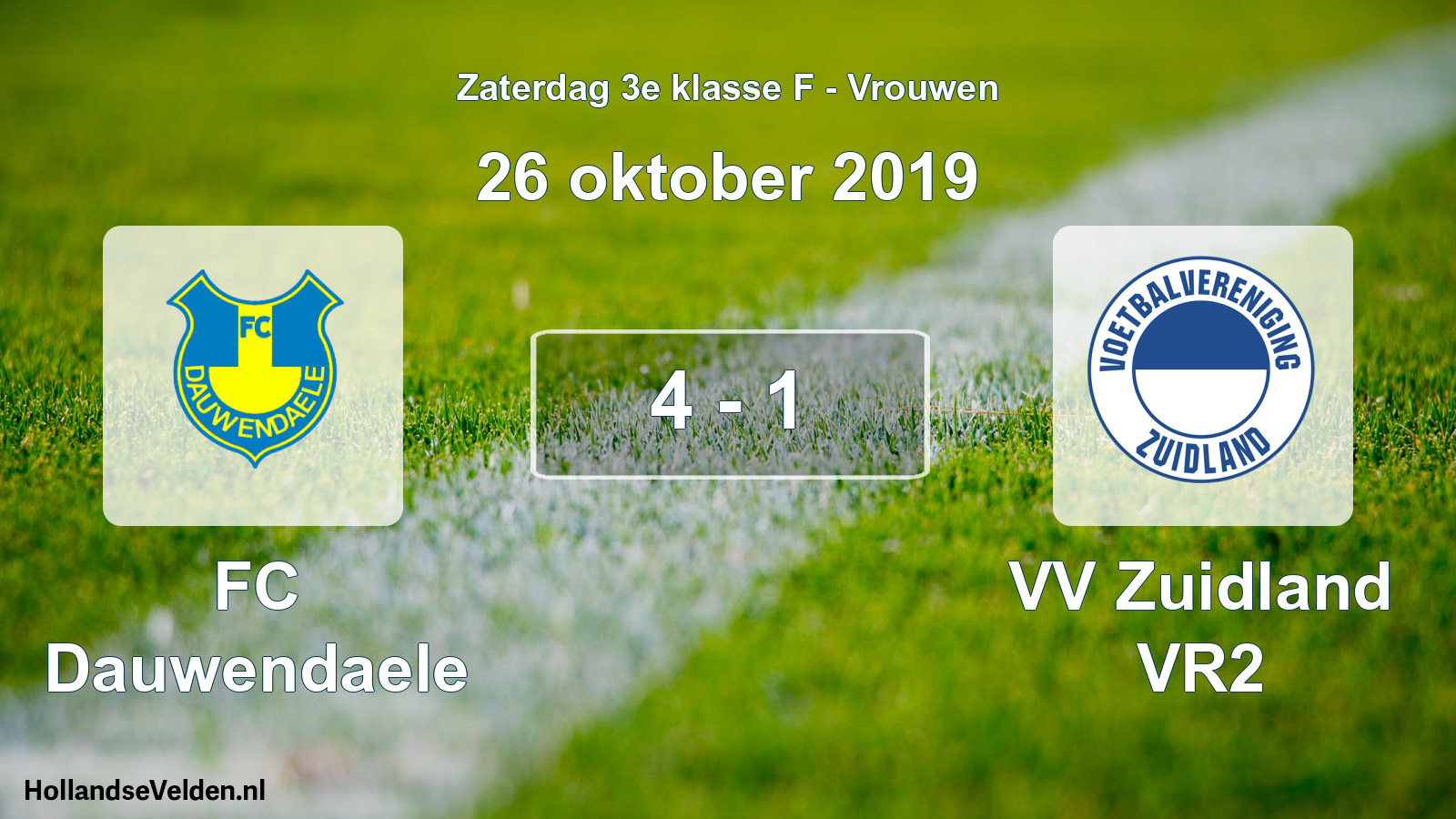 Total number of matches played: FC Dauwendaele - VV Zuidland VR2 4 - 1 (26 October 2019)