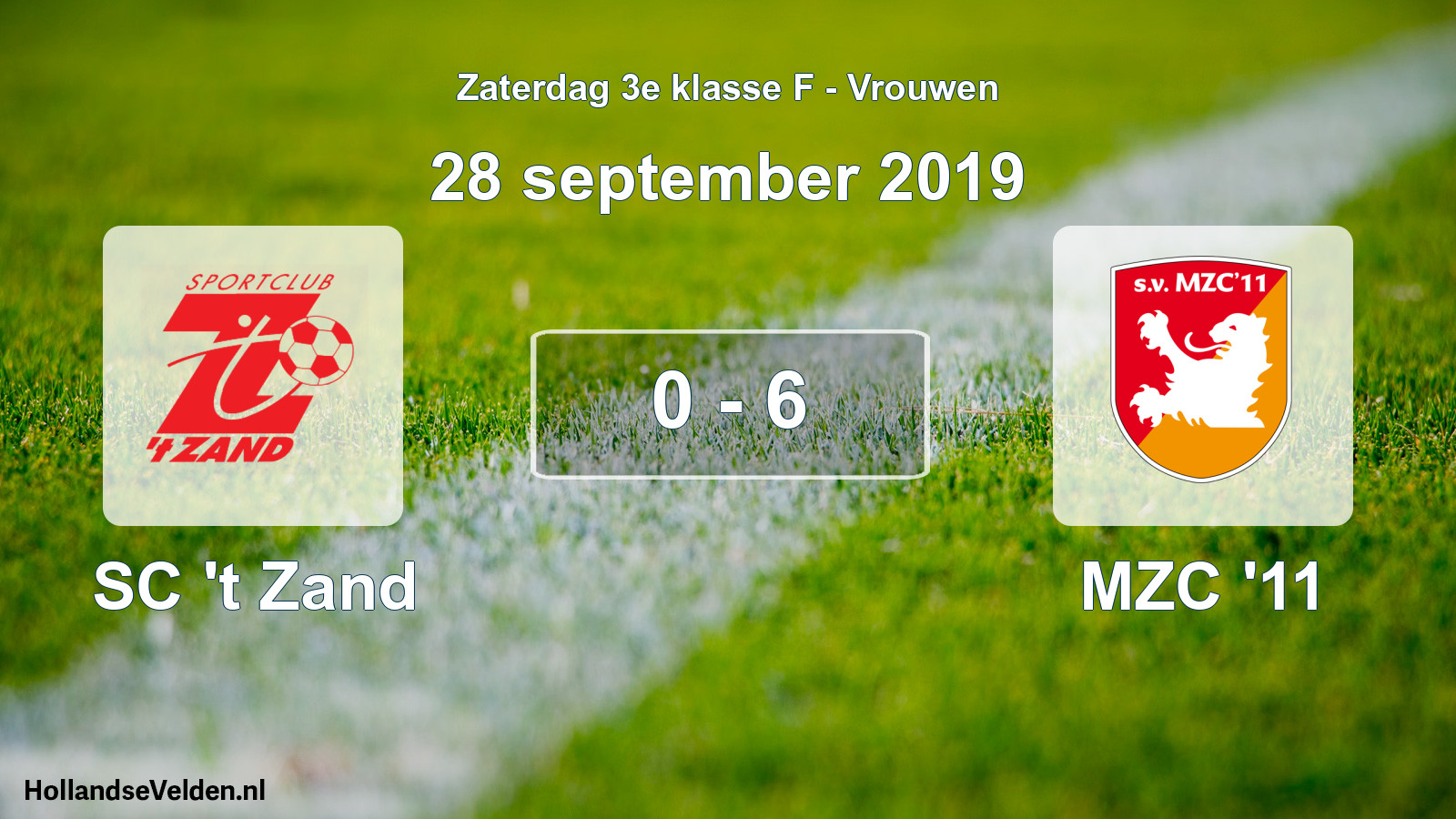 Total number of matches played: SC 't Zand - MZC '11 0 - 6 (28 September 2019)
