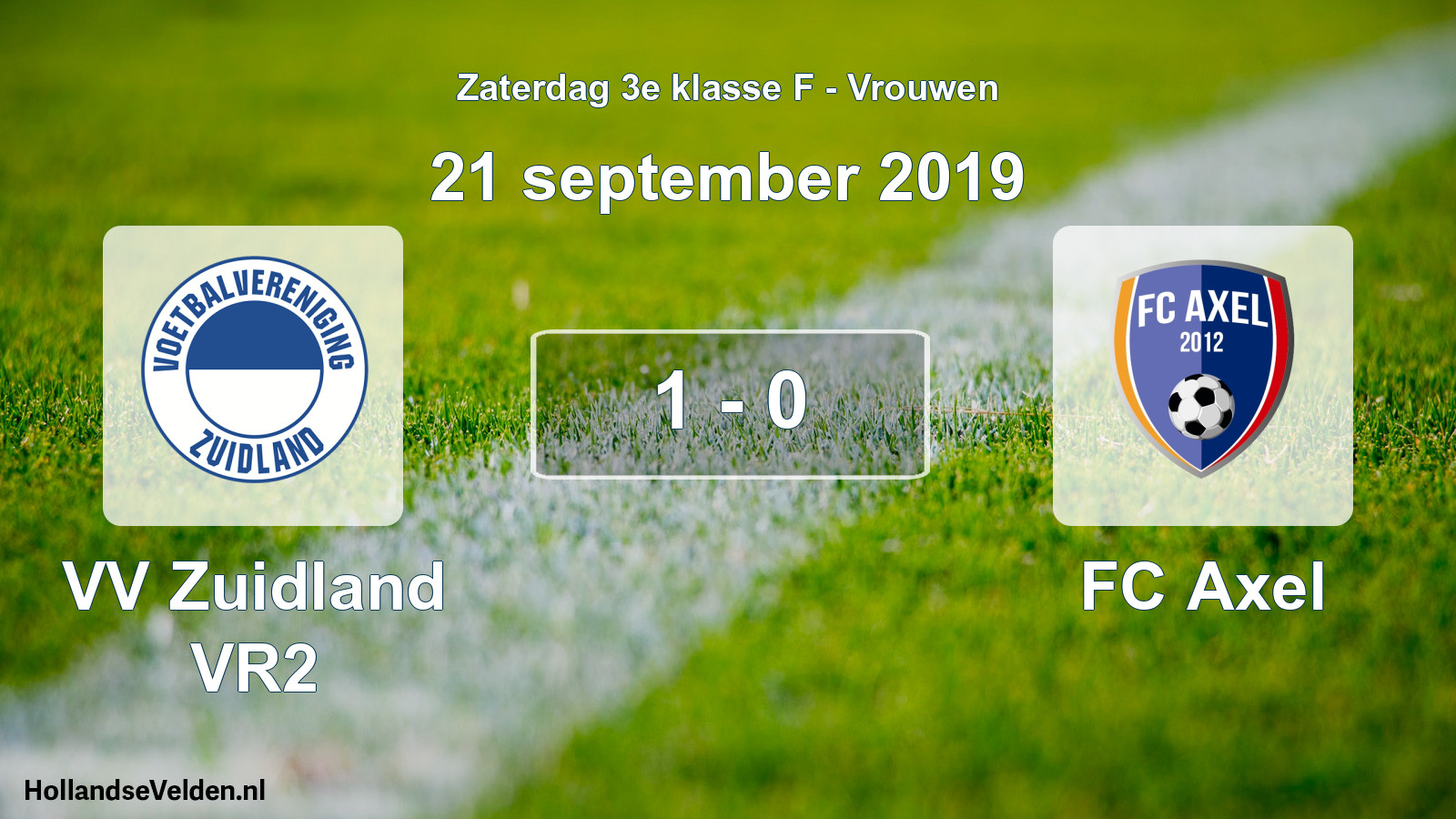 Gespeelde wedstrijd: VV Zuidland VR2 - FC Axel 1 - 0 (21 september 2019)