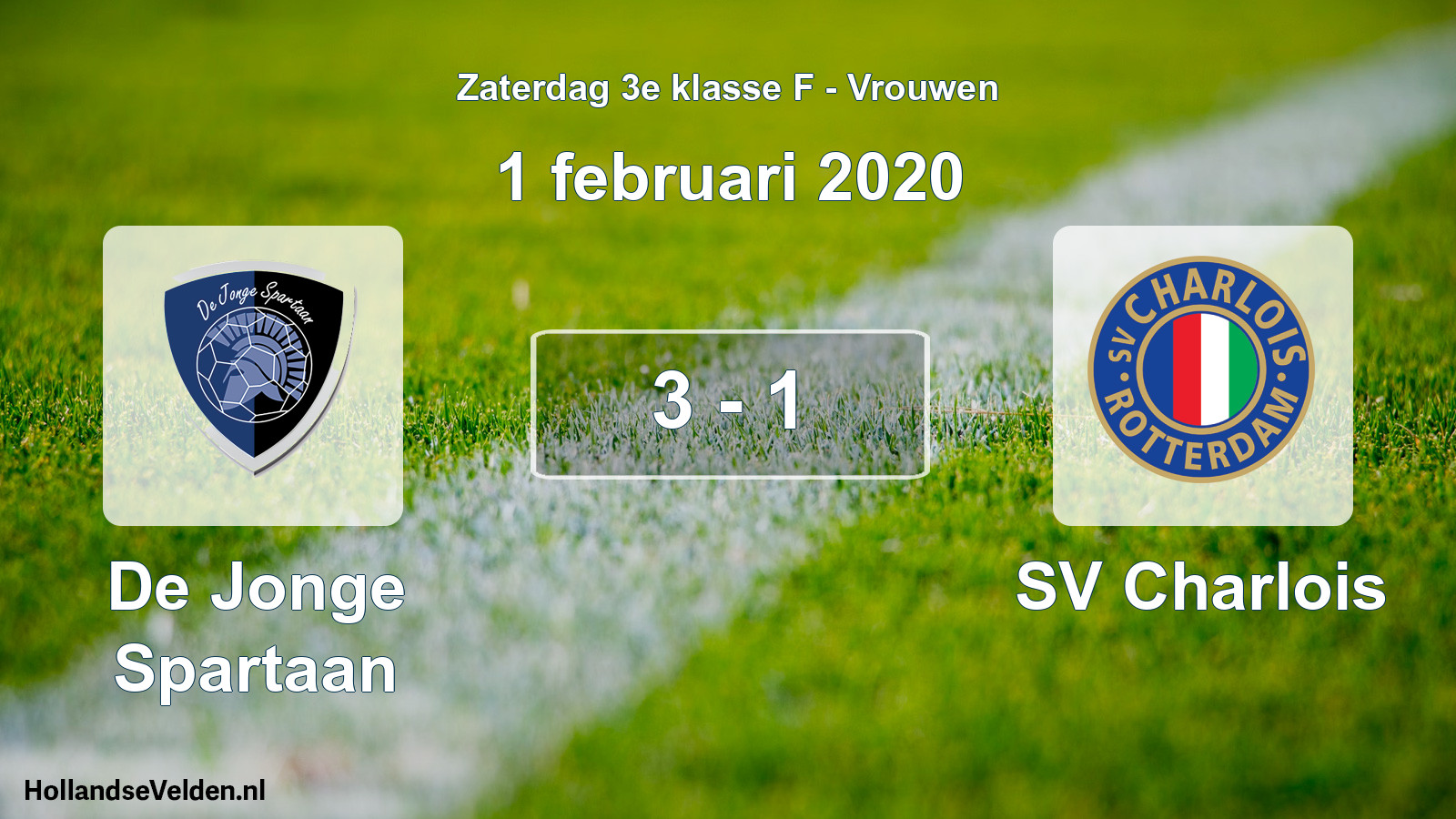 Gespeelde wedstrijd: De Jonge Spartaan - SV Charlois 3 - 1 (1 februari 2020)