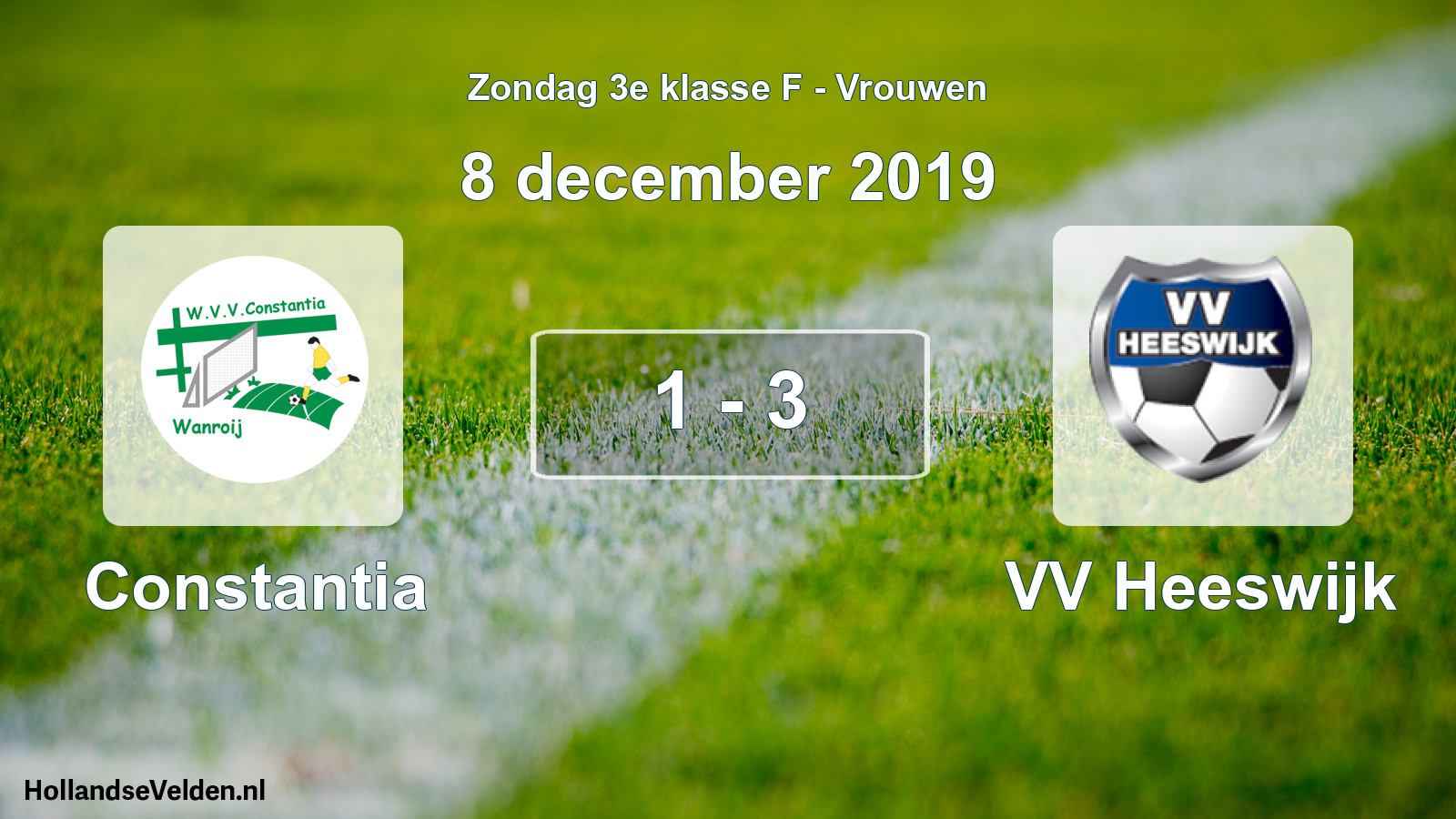Gespeelde wedstrijd: Constantia - VV Heeswijk 1 - 3 (8 december 2019)