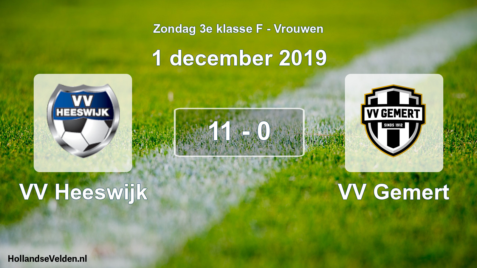 Gespeelde wedstrijd: VV Heeswijk - VV Gemert 11 - 0 (1 december 2019)