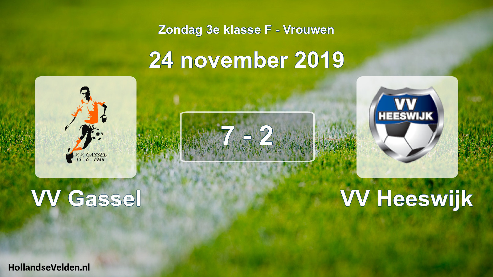Gespeelde wedstrijd: VV Gassel - VV Heeswijk 7 - 2 (24 november 2019)