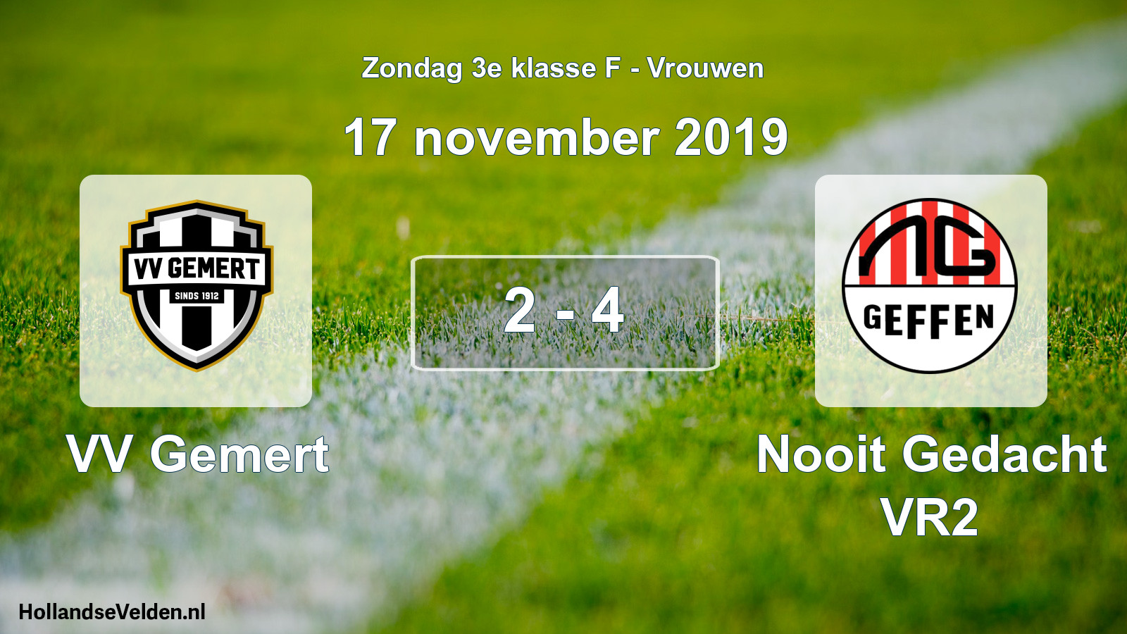 Gespeelde wedstrijd: VV Gemert - Nooit Gedacht VR2 2 - 4 (17 november 2019)