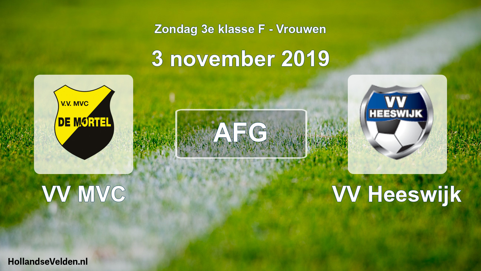 Geplande wedstrijd: VV MVC - VV Heeswijk (3 november 2019)