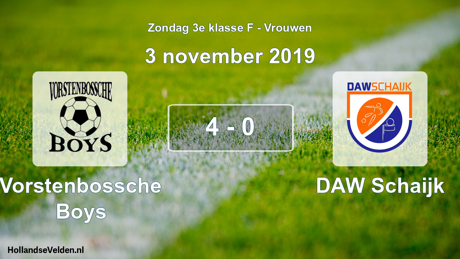 Gespeelde wedstrijd: Vorstenbossche Boys - DAW Schaijk 4 - 0 (3 november 2019)