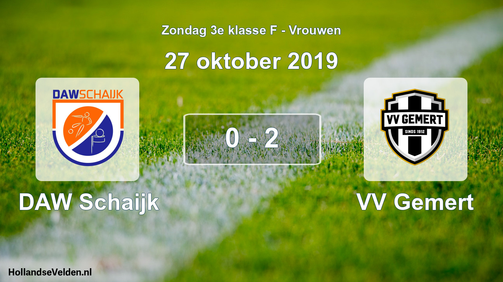 Gespeelde wedstrijd: DAW Schaijk - VV Gemert 0 - 2 (27 oktober 2019)