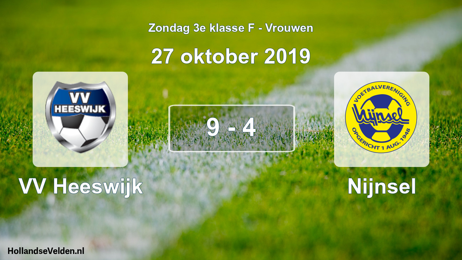Gespeelde wedstrijd: VV Heeswijk - Nijnsel 9 - 4 (27 oktober 2019)