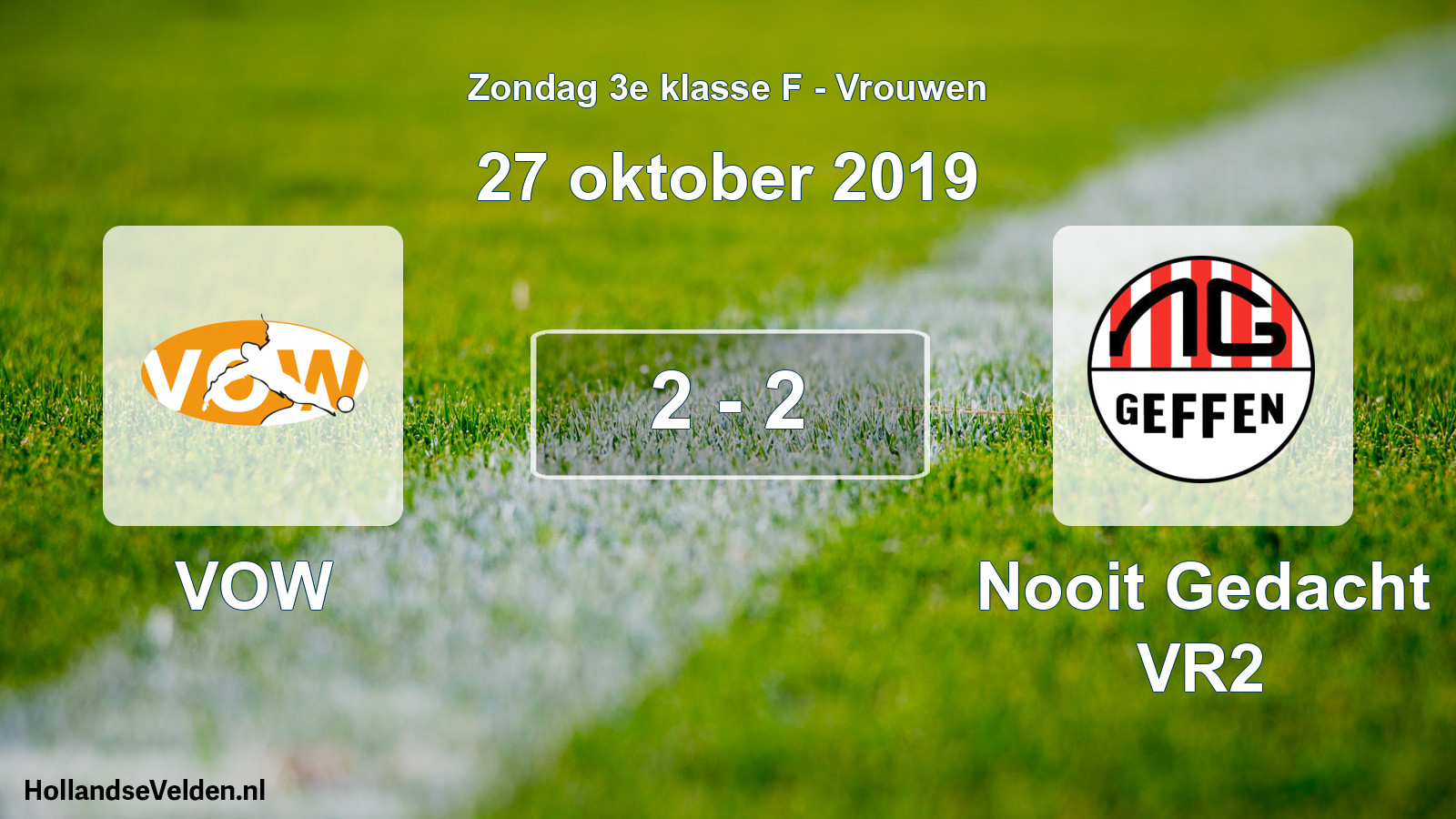 Gespeelde wedstrijd: VOW - Nooit Gedacht VR2 2 - 2 (27 oktober 2019)