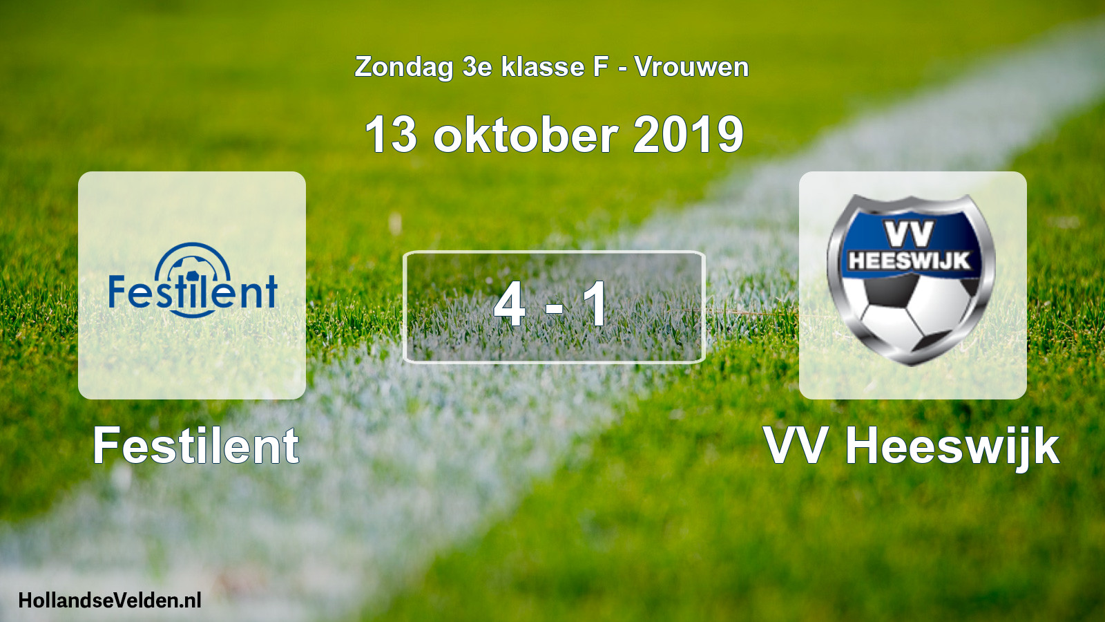 Gespeelde wedstrijd: Festilent - VV Heeswijk 4 - 1 (13 oktober 2019)