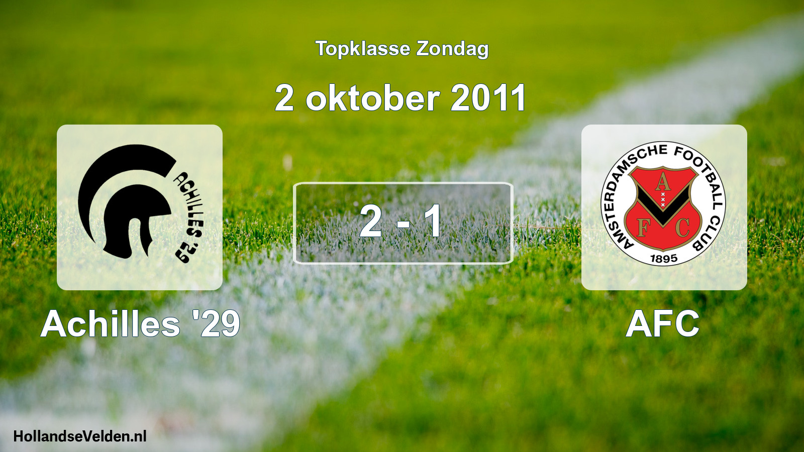 Total number of matches played: Achilles '29 - AFC 2 - 1 (2 October 2011)