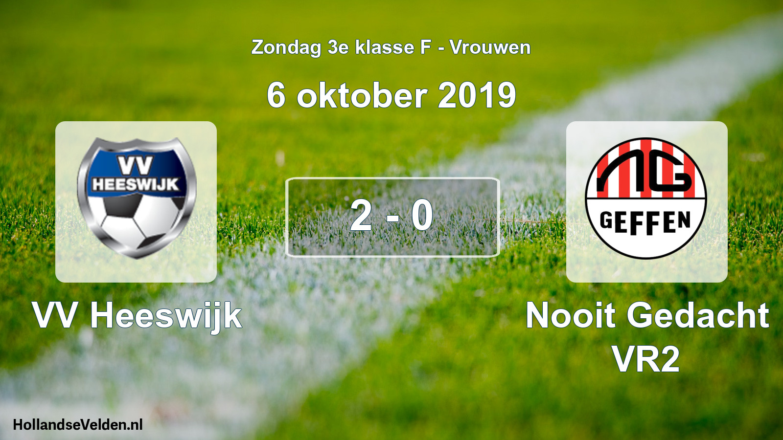 Gespeelde wedstrijd: VV Heeswijk - Nooit Gedacht VR2 2 - 0 (6 oktober 2019)