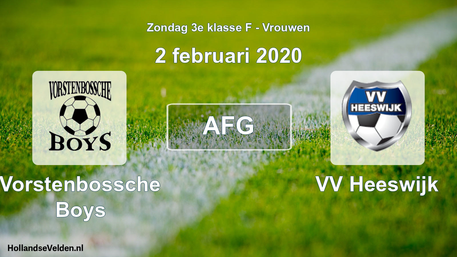 Geplande wedstrijd: Vorstenbossche Boys - VV Heeswijk (2 februari 2020)