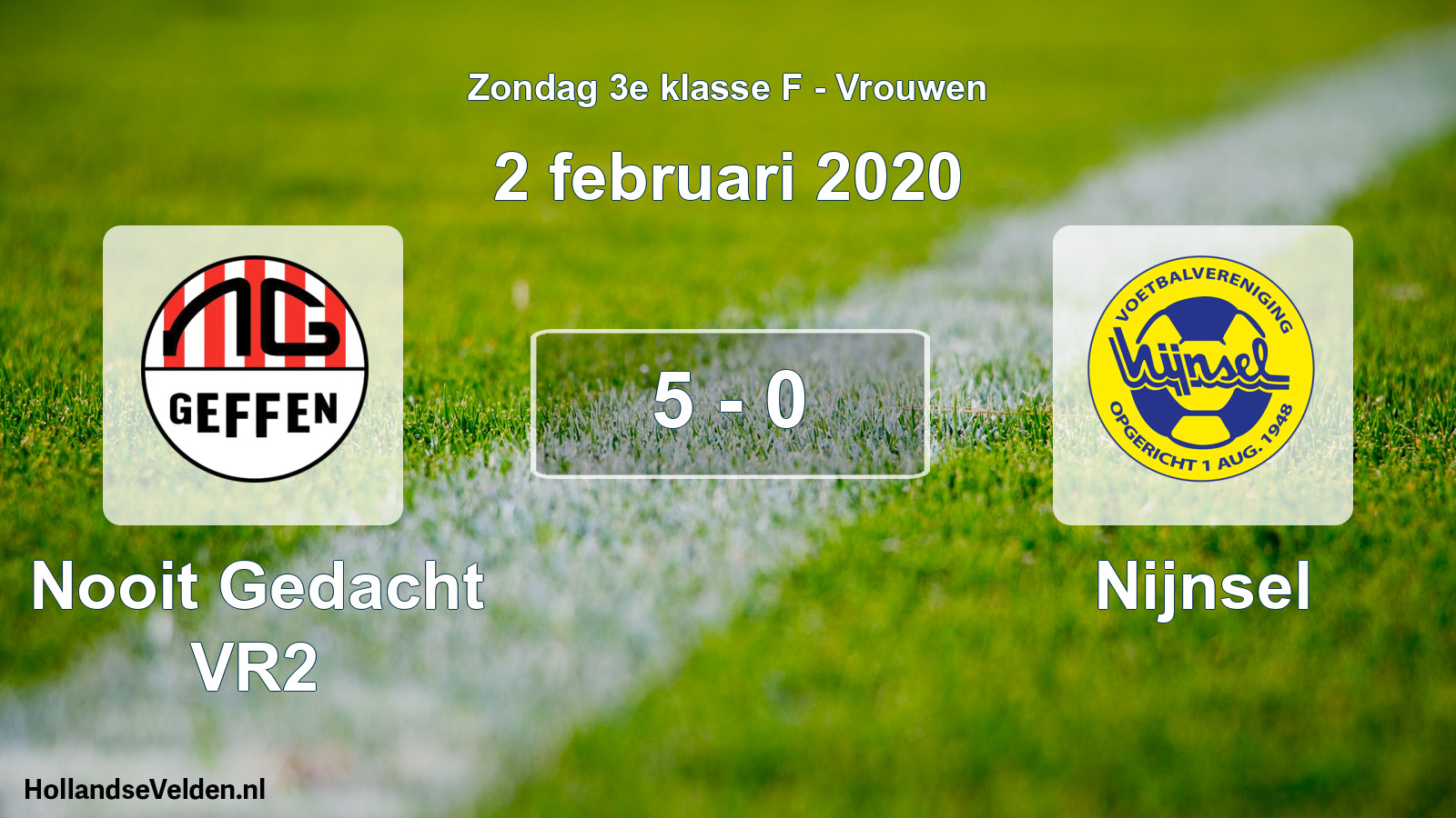 Gespeelde wedstrijd: Nooit Gedacht VR2 - Nijnsel 5 - 0 (2 februari 2020)