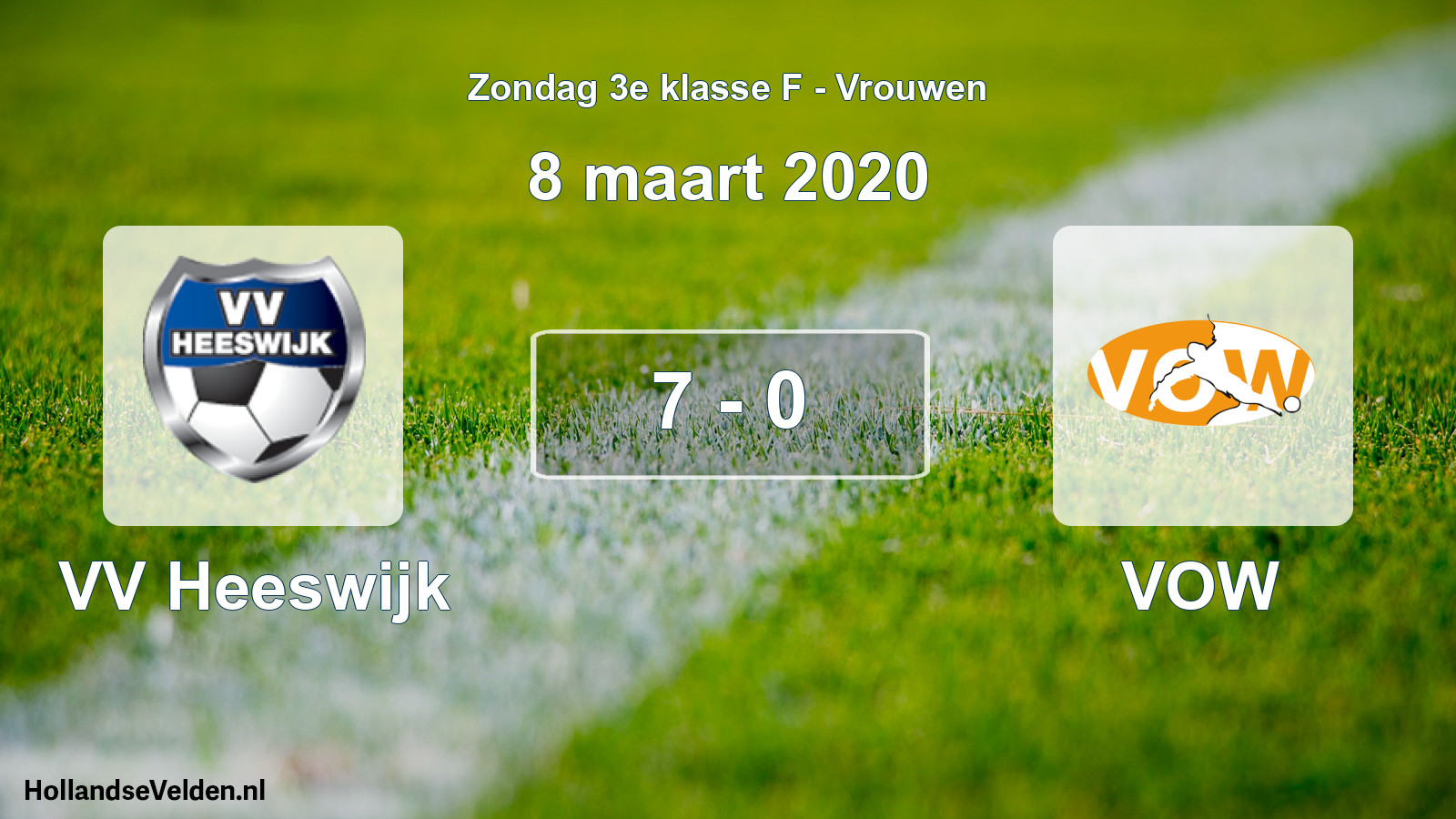 Gespeelde wedstrijd: VV Heeswijk - VOW 7 - 0 (8 maart 2020)