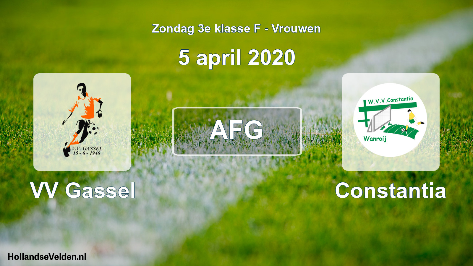 Geplande wedstrijd: VV Gassel - Constantia (5 april 2020)