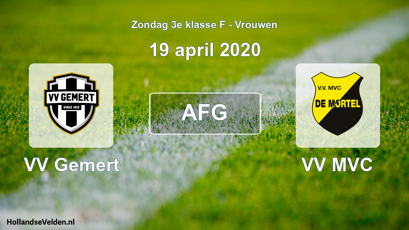 Geplande wedstrijd: VV Gemert - VV MVC (19 april 2020)