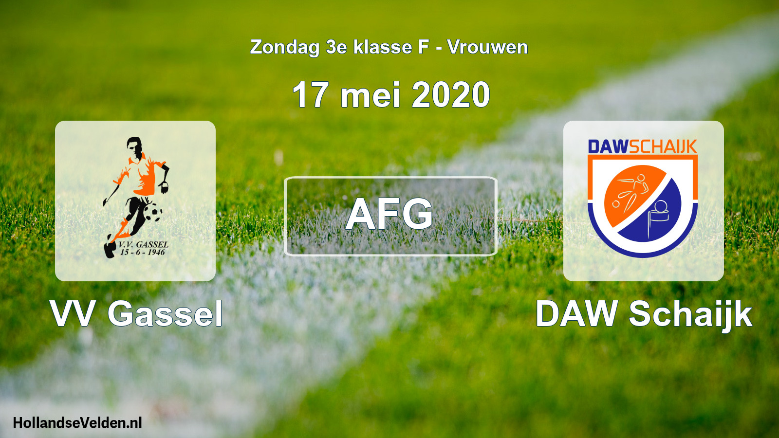 Geplande wedstrijd: VV Gassel - DAW Schaijk (17 mei 2020)