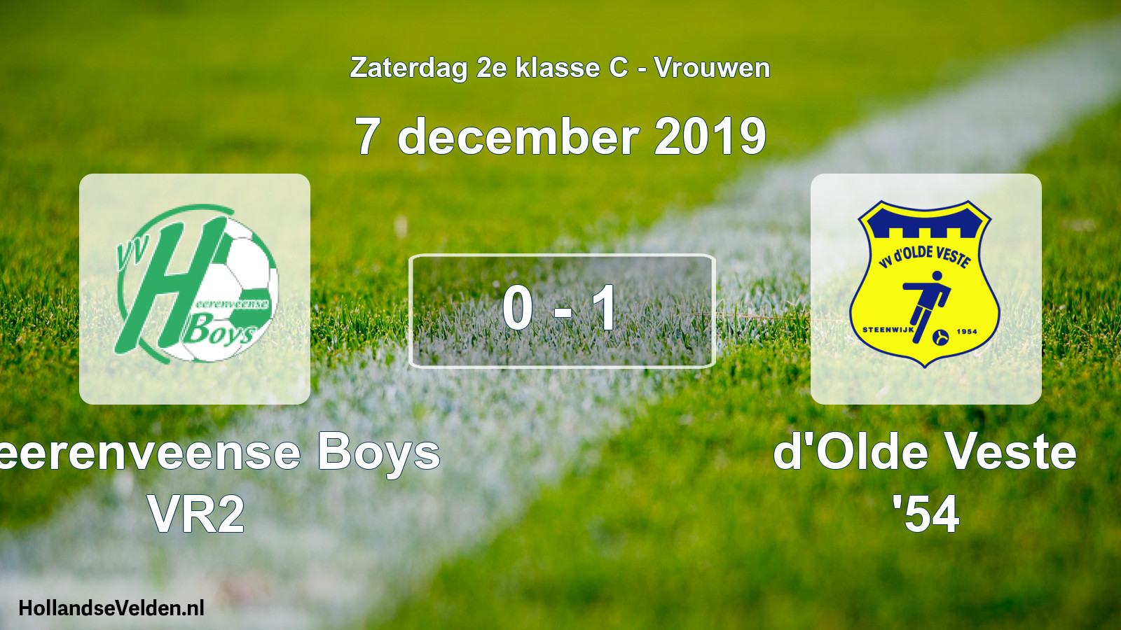 Total number of matches played: Heerenveense Boys VR2 - d'Olde Veste '54 0 - 1 (7 December 2019)