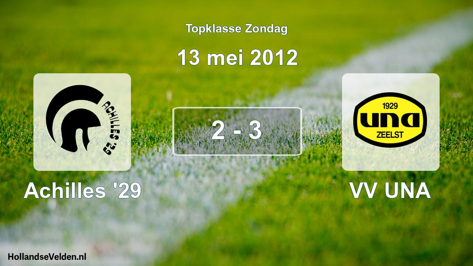 Total number of matches played: Achilles '29 - VV UNA 2 - 3 (13 May 2012)
