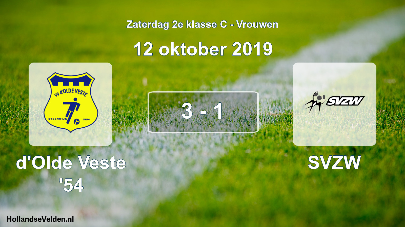 Total number of matches played: d'Olde Veste '54 - SVZW 3 - 1 (12 October 2019)