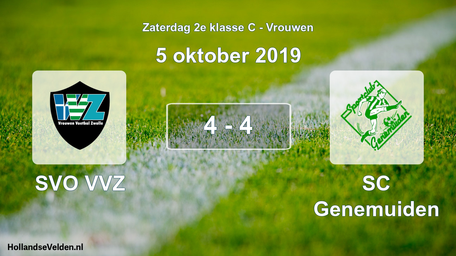 Total number of matches played: SVO VVZ - SC Genemuiden 4 - 4 (5 October 2019)