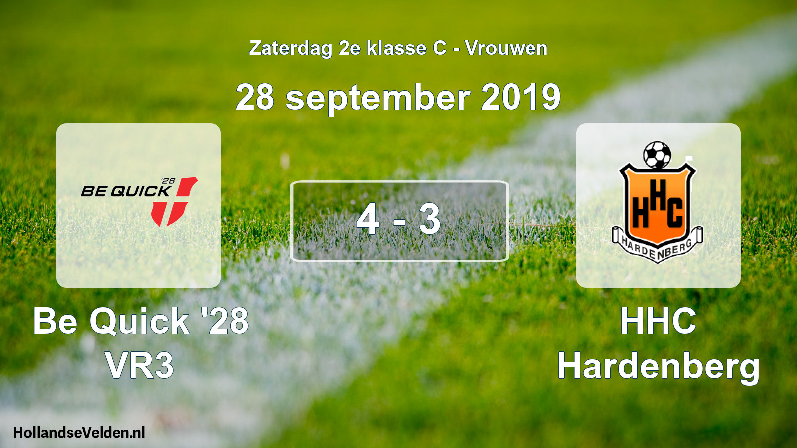 Total number of matches played: Be Quick '28 VR3 - HHC Hardenberg 4 - 3 (28 September 2019)