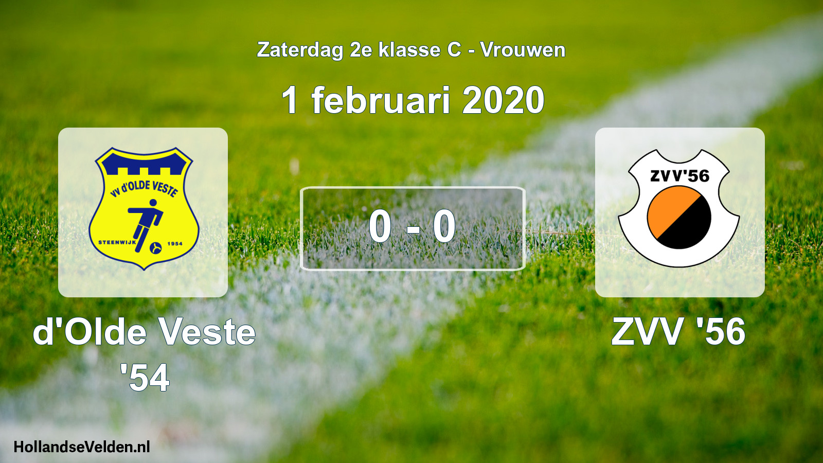 Total number of matches played: d'Olde Veste '54 - ZVV '56 0 - 0 (1 February 2020)