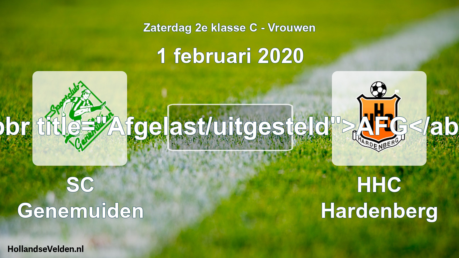Scheduled Match: SC Genemuiden - HHC Hardenberg (1 February 2020)