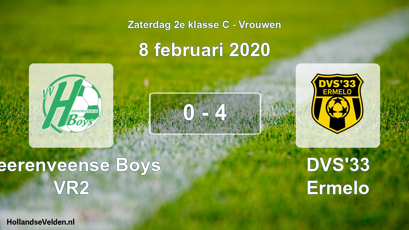 Total number of matches played: Heerenveense Boys VR2 - DVS'33 Ermelo 0 - 4 (8 February 2020)
