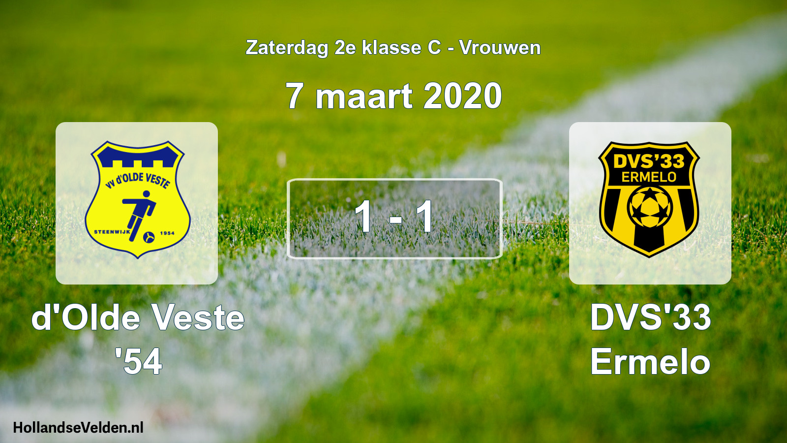 Total number of matches played: d'Olde Veste '54 - DVS'33 Ermelo 1 - 1 (7 March 2020)