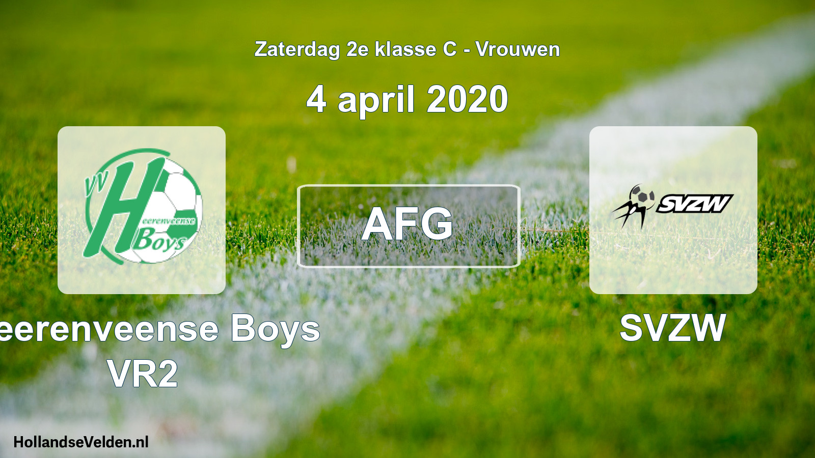 Scheduled Match: Heerenveense Boys VR2 - SVZW (4 April 2020)