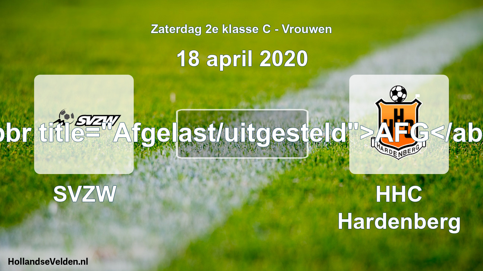 Scheduled Match: SVZW - HHC Hardenberg (18 April 2020)