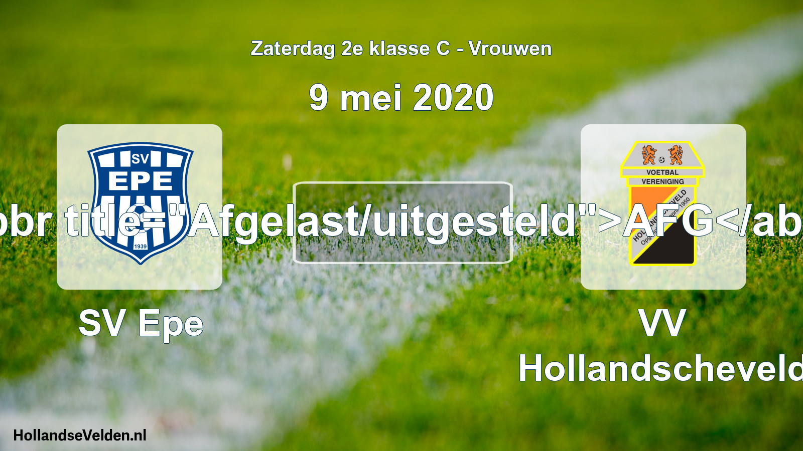 Scheduled Match: SV Epe - VV Hollandscheveld (9 May 2020)