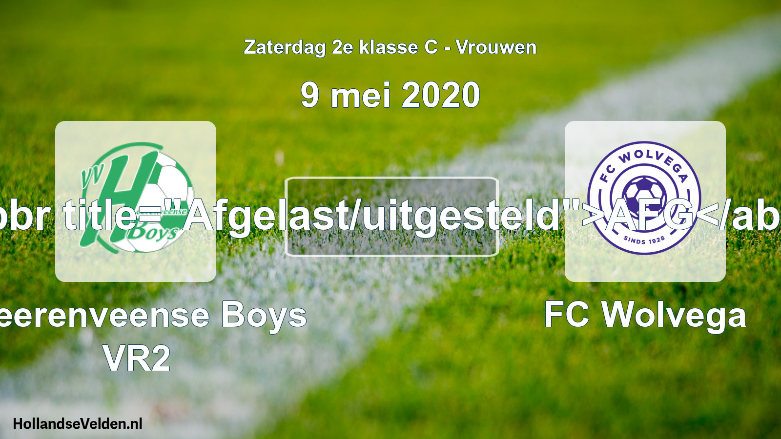 Scheduled Match: Heerenveense Boys VR2 - FC Wolvega (9 May 2020)