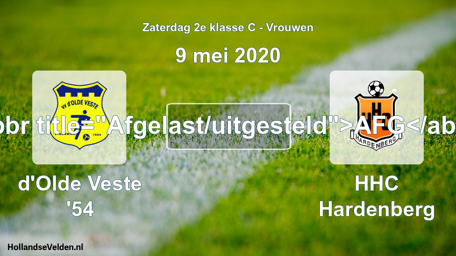 Scheduled Match: d'Olde Veste '54 - HHC Hardenberg (9 May 2020)