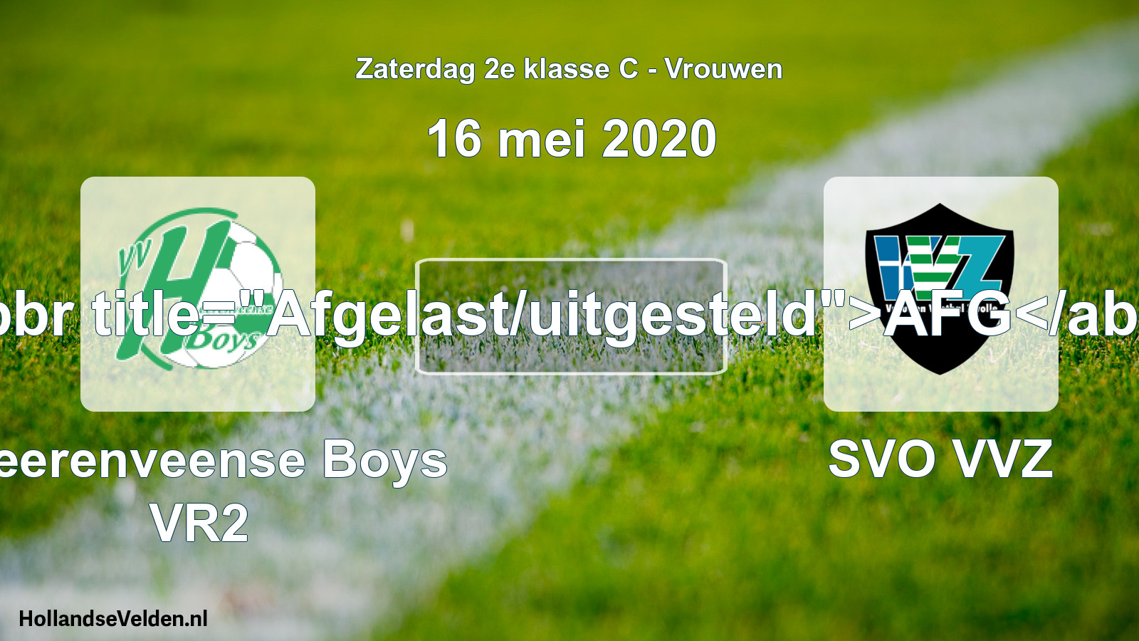 Scheduled Match: Heerenveense Boys VR2 - SVO VVZ (16 May 2020)