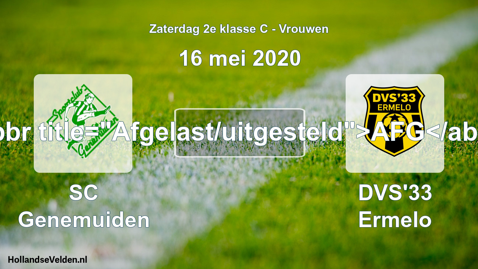 Scheduled Match: SC Genemuiden - DVS'33 Ermelo (16 May 2020)