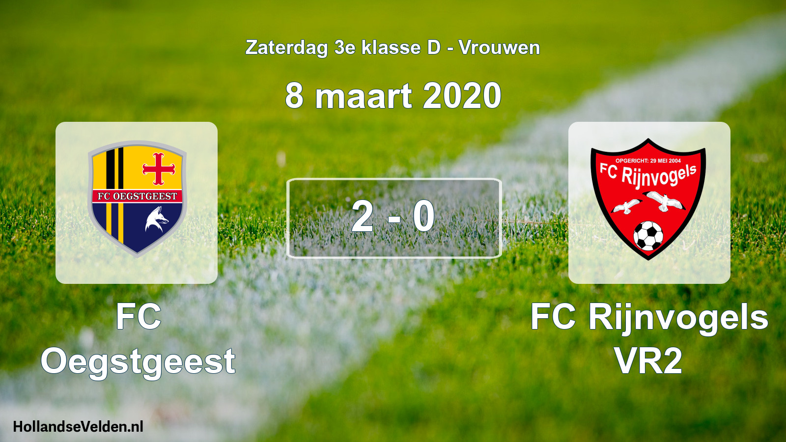 Total number of matches played: FC Oegstgeest - FC Rijnvogels VR2 2 - 0 (8 March 2020)