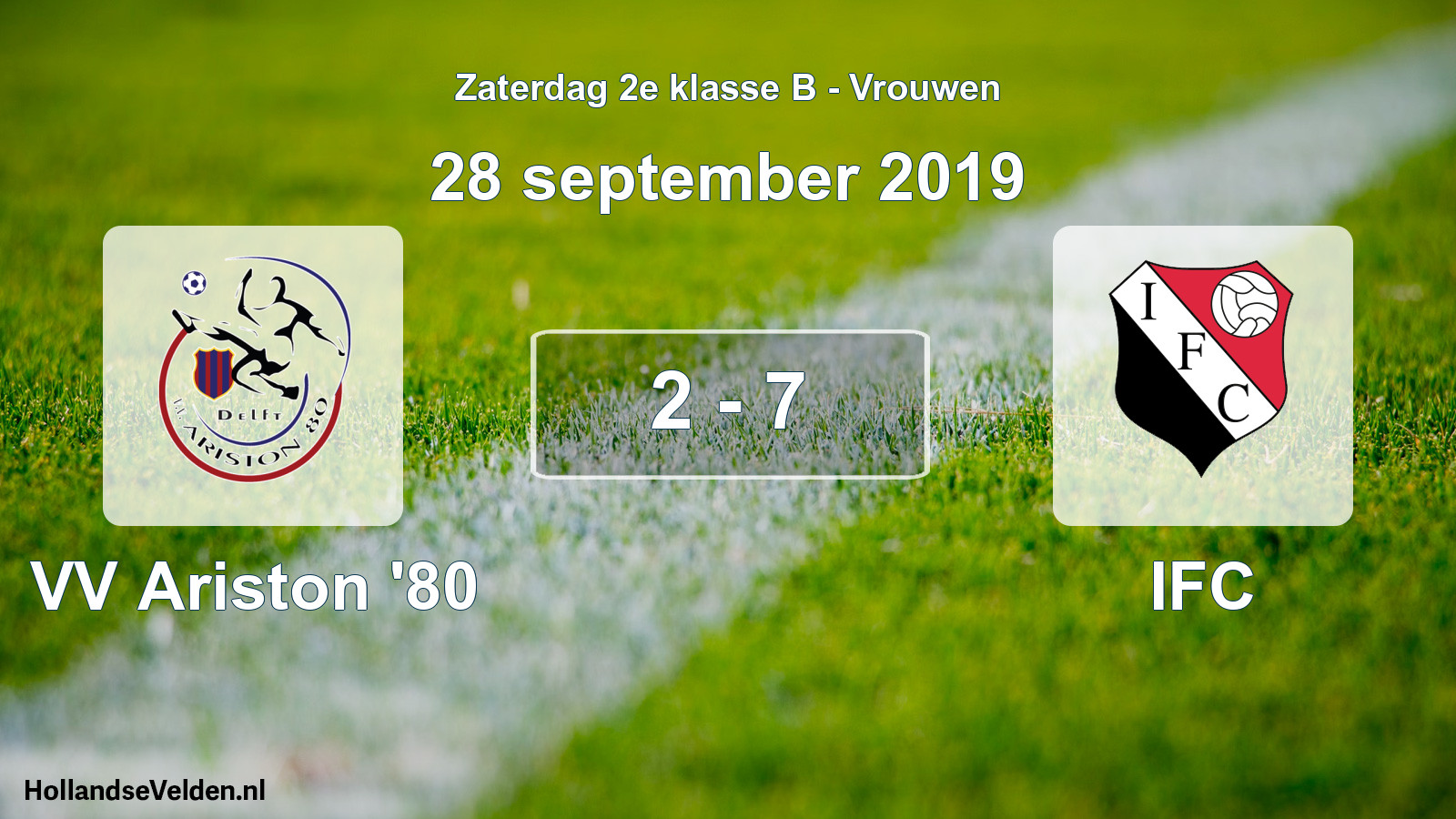 Total number of matches played: VV Ariston '80 - IFC 2 - 7 (28 September 2019)