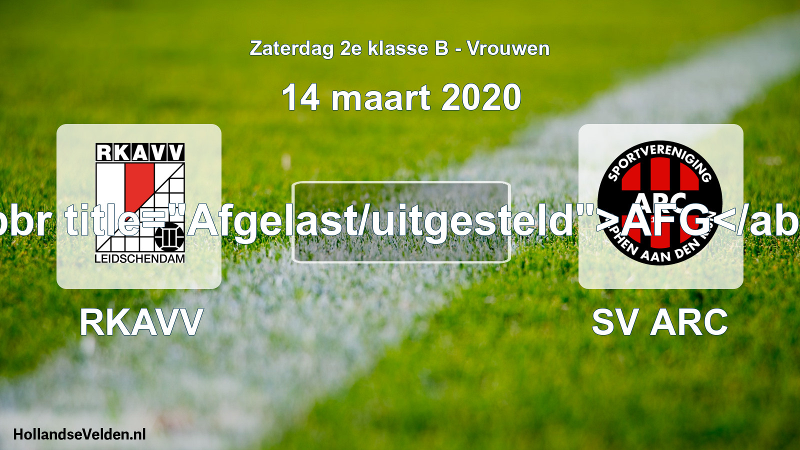 Scheduled Match: RKAVV - SV ARC (14 March 2020)